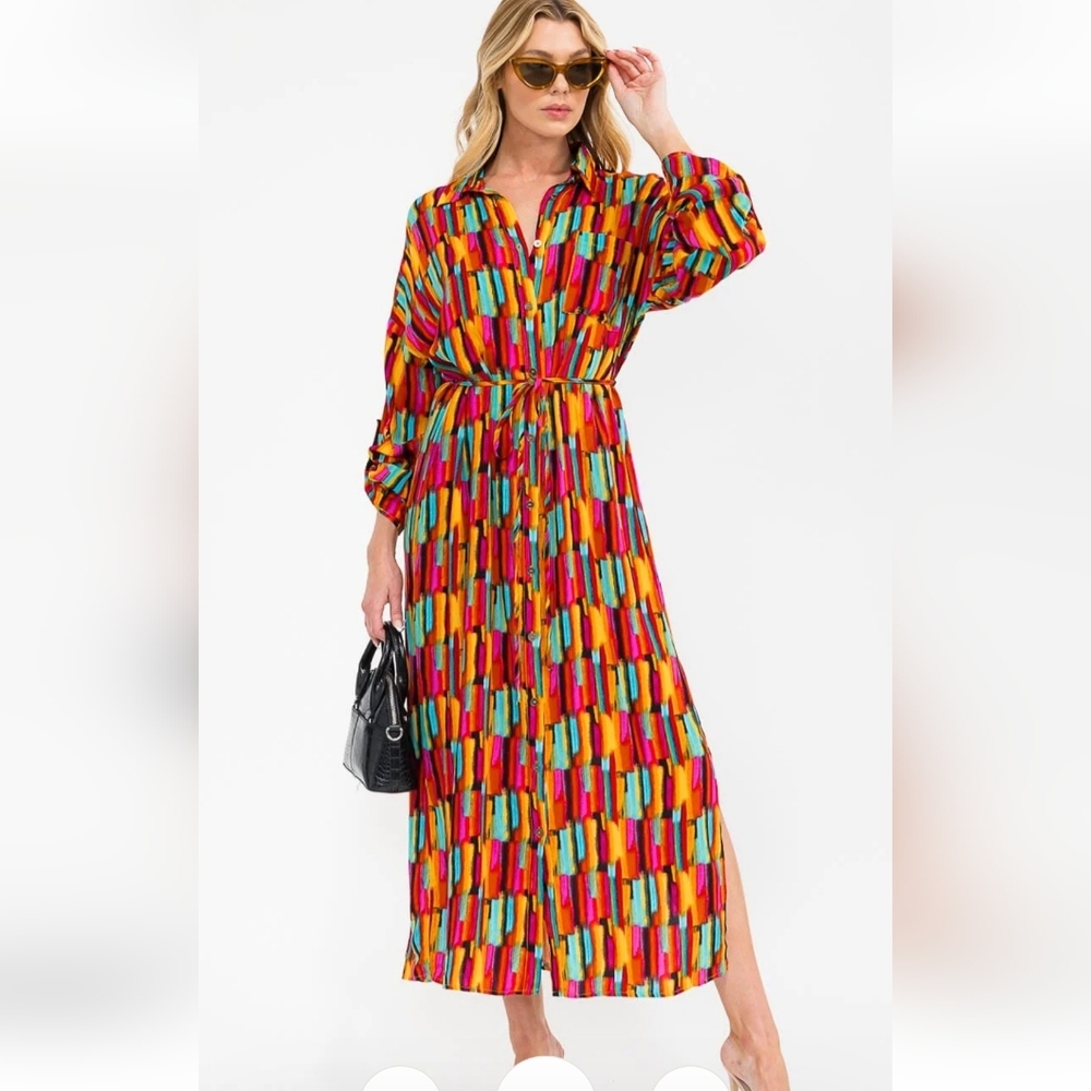 Savanna Jane Multicolor Embroidered Long Sleeve Dress